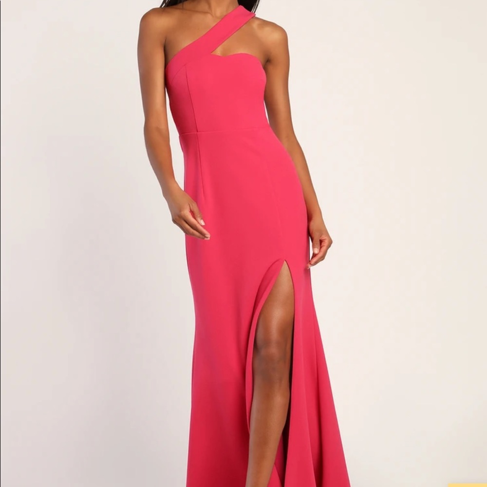 Lulus Magenta Asymmetrical Mermaid Maxi Dress